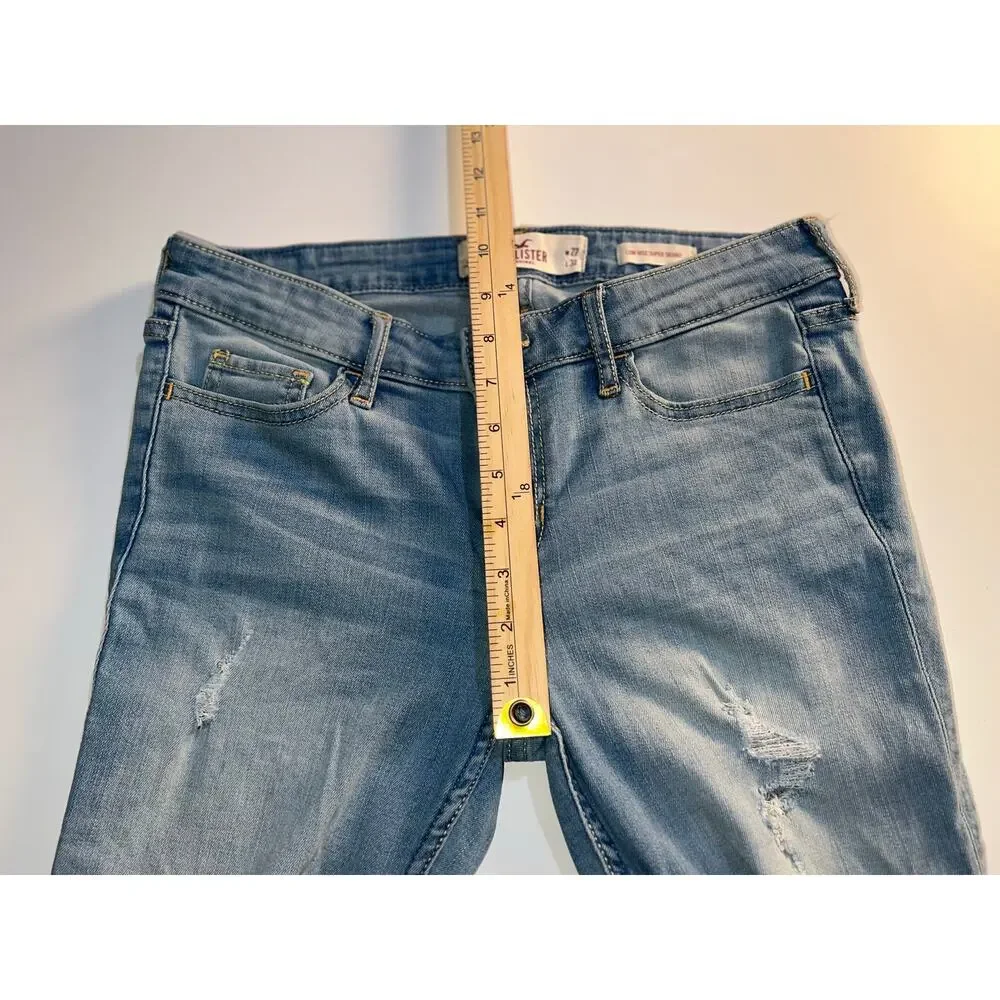 Hollister women’s distressed low rise super skinny blue jeans - Picture 5 of 12